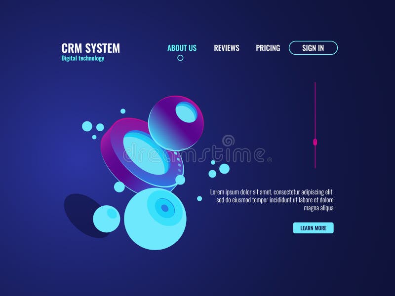 Digital technology abstract concept, data science, server room, cyberspace illustration, dark neon isometric royalty free illustration