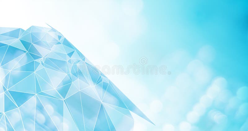 Digital technology art, tech background circle bokeh dots. Geometric triangles connected lines, futuristic shape elements