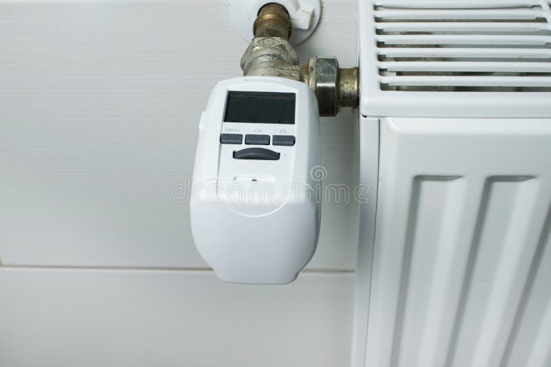 Digital Temperature Knob of Heating Radiator Stock Image Image of