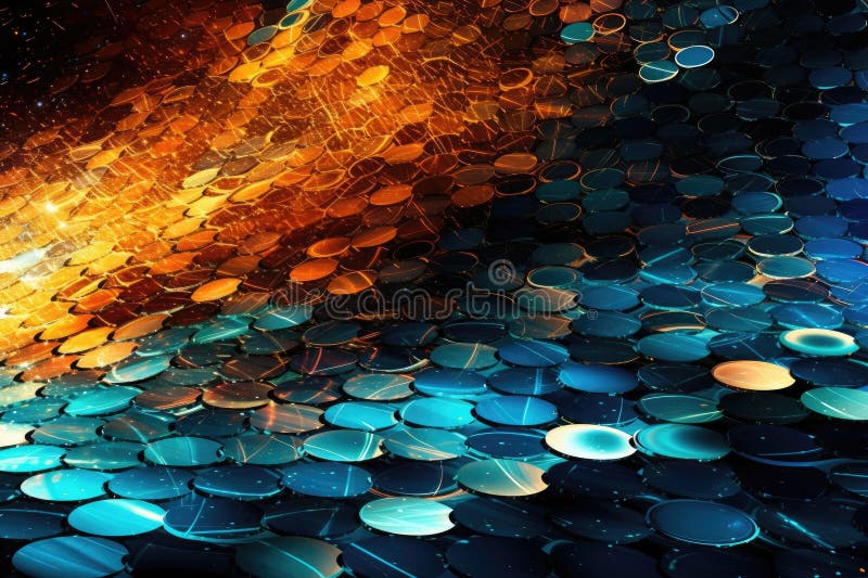 Fusion of geometric shapes, metallic surfaces, and illuminated lines. Generative AI royalty free illustration