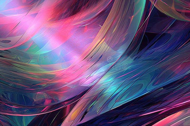 Fusion of geometric shapes, metallic surfaces, and illuminated lines. Generative AI stock illustration