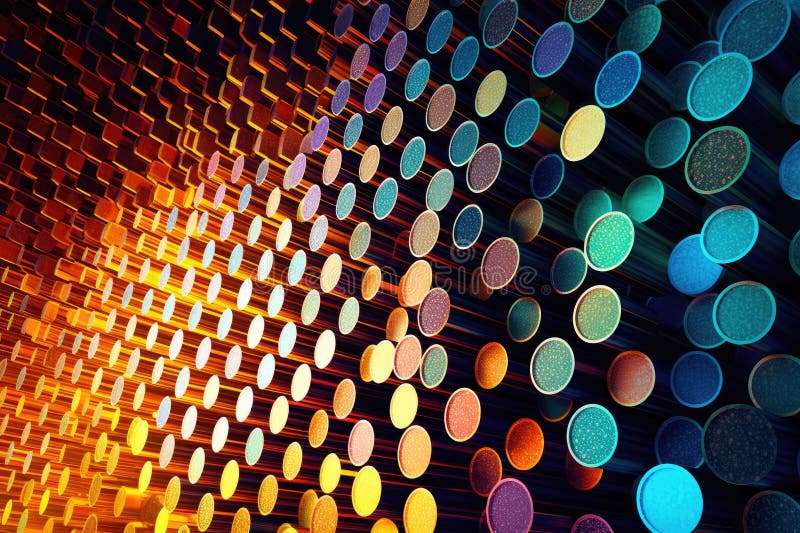Fusion of geometric shapes, metallic surfaces, and illuminated lines. Generative AI vector illustration