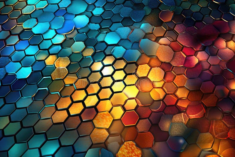 Fusion of geometric shapes, metallic surfaces, and illuminated lines. Generative AI vector illustration