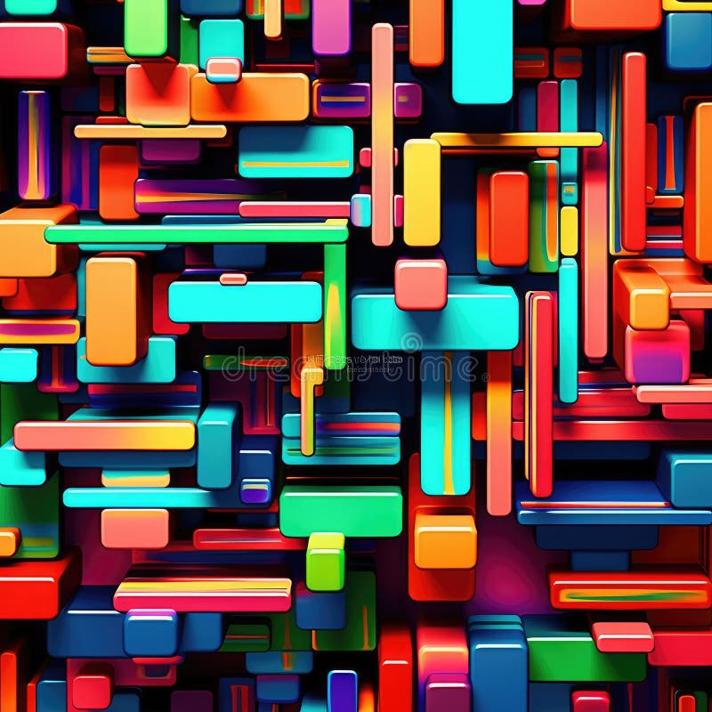 Fusion of geometric shapes, metallic surfaces, and illuminated lines. Generative AI royalty free illustration