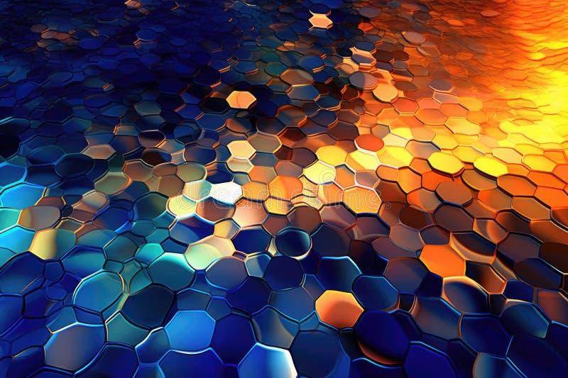 Fusion of geometric shapes, metallic surfaces, and illuminated lines. Generative AI vector illustration