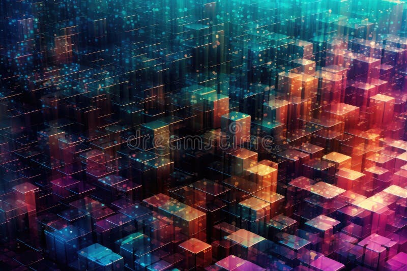 Fusion of geometric shapes, metallic surfaces, and illuminated lines. Generative AI royalty free illustration