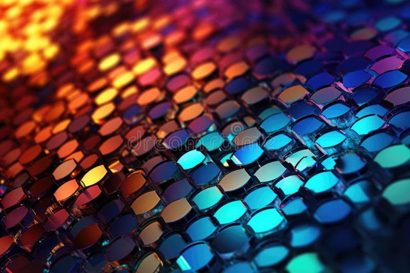 Fusion of geometric shapes, metallic surfaces, and illuminated lines. Generative AI vector illustration