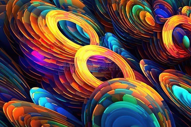 Fusion of geometric shapes, metallic surfaces, and illuminated lines. Generative AI vector illustration
