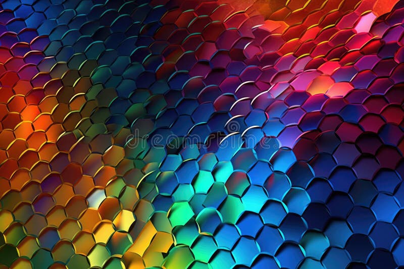 Fusion of geometric shapes, metallic surfaces, and illuminated lines. Generative AI stock illustration