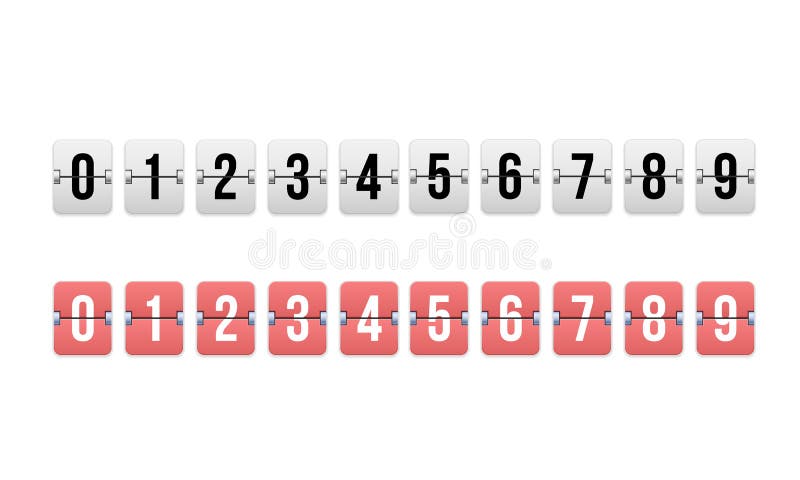 Digital timer, countdown counter. Mechanical scoreboard, flip watch. vector illustration
