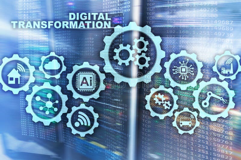 Digital Transformation Concept of digitalization of technology business processes. Datacenter background. stock images Digital Transformation Concept of digitalization of technology business processes. Datacenter background. stock images