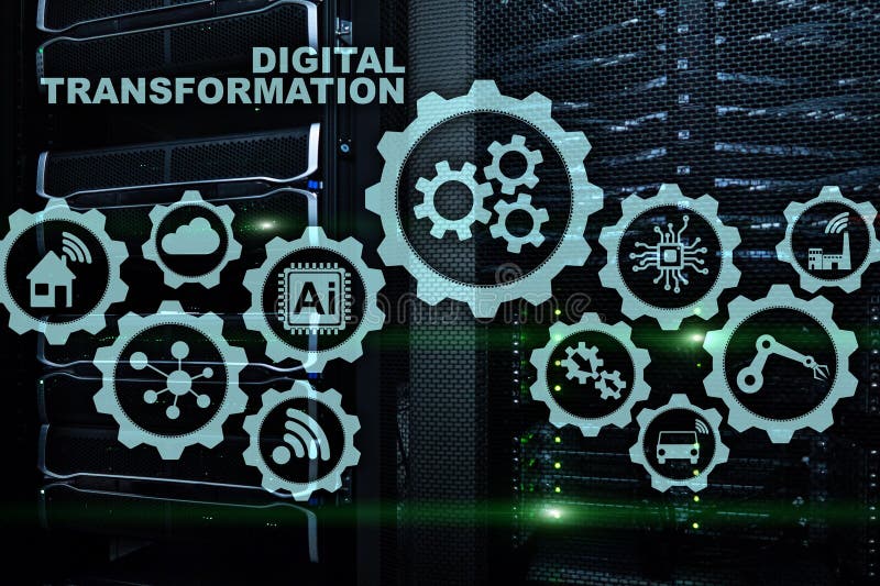 Digital Transformation Concept of digitalization of technology business processes. Datacenter background stock images Digital Transformation Concept of digitalization of technology business processes. Datacenter background stock images