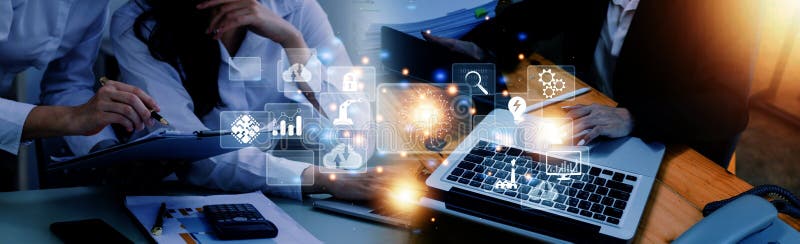 Digital transformation technology strategy, digitization and digitalization of business processes and data, optimize and automate royalty free stock photo