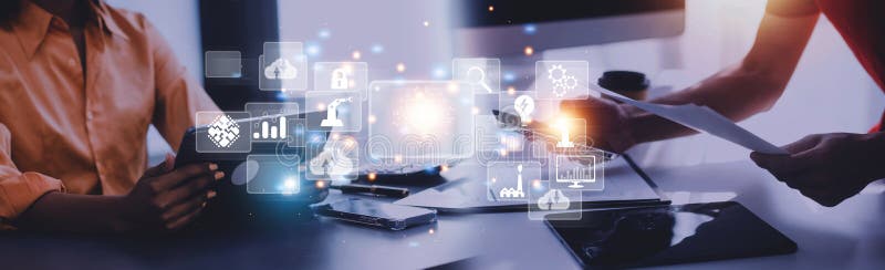 Digital transformation technology strategy, digitization and digitalization of business processes and data, optimize and automate stock photo