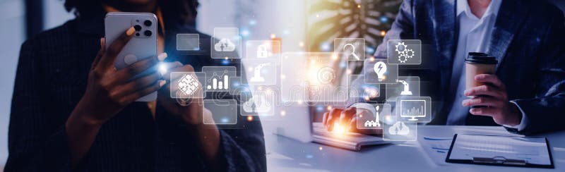 Digital transformation technology strategy, digitization and digitalization of business processes and data, optimize and automate royalty free stock image