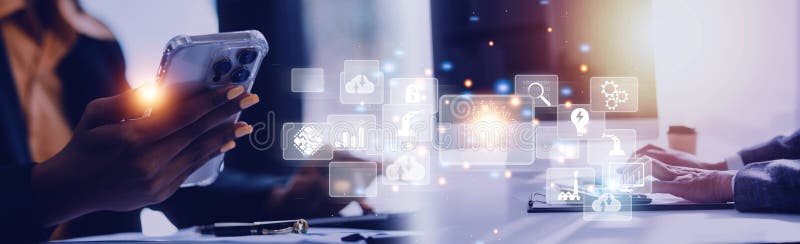 Digital transformation technology strategy, digitization and digitalization of business processes and data, optimize and automate stock photo