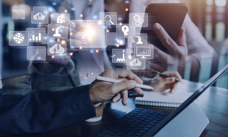 Digital transformation technology strategy, digitization and digitalization of business processes and data, optimize and automate stock photos