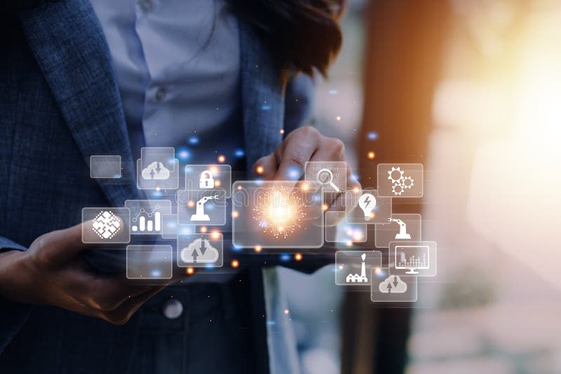 Digital transformation technology strategy, digitization and digitalization of business processes and data, optimize and automate stock image