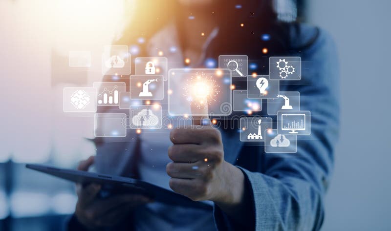 Digital transformation technology strategy, digitization and digitalization of business processes and data, optimize and automate stock photo
