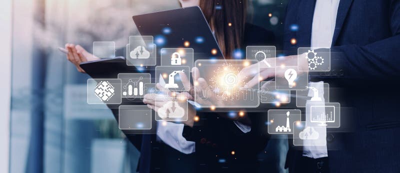 Digital transformation technology strategy, digitization and digitalization of business processes and data, optimize and automate stock image