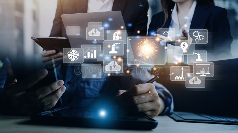 Digital transformation technology strategy, digitization and digitalization of business processes and data, optimize and automate royalty free stock image