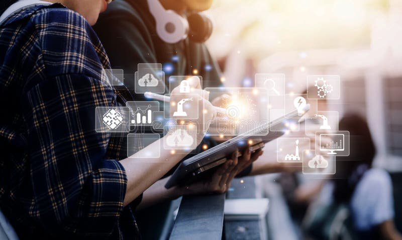 Digital transformation technology strategy, digitization and digitalization of business processes and data, optimize and automate stock photo