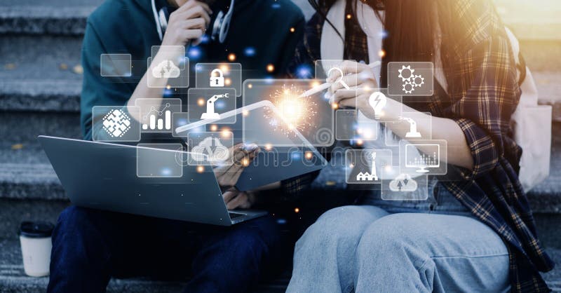 Digital transformation technology strategy, digitization and digitalization of business processes and data, optimize and automate royalty free stock photo