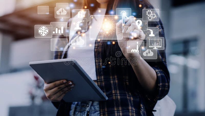 Digital transformation technology strategy, digitization and digitalization of business processes and data, optimize and automate stock image