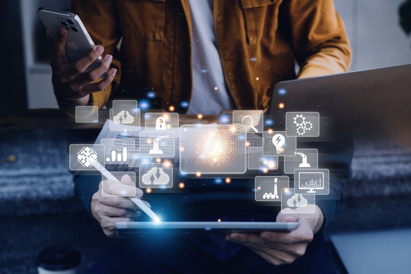 Digital transformation technology strategy, digitization and digitalization of business processes and data, optimize and automate royalty free stock photo