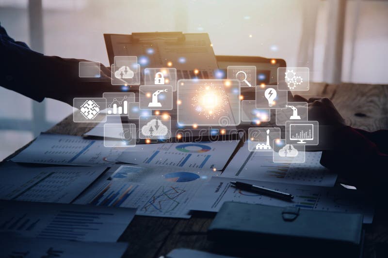 Digital transformation technology strategy, digitization and digitalization of business processes and data, optimize and automate royalty free stock photography