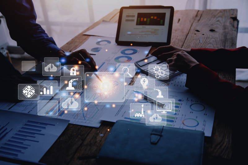 Digital transformation technology strategy, digitization and digitalization of business processes and data, optimize and automate stock photos