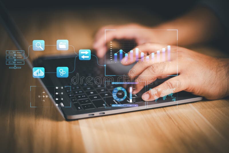 Digital transformation technology strategy, digitization and digitalization of business processes and data stock photo