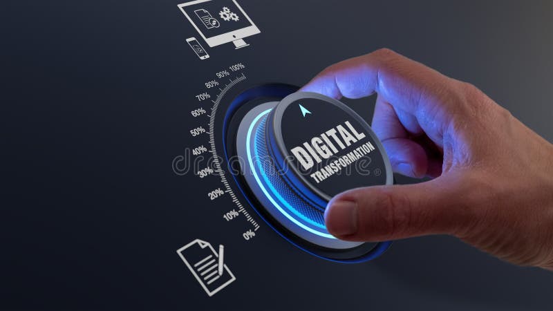 Digital transformation using information technologies as cloud computing, business process management and automation to improve stock photography