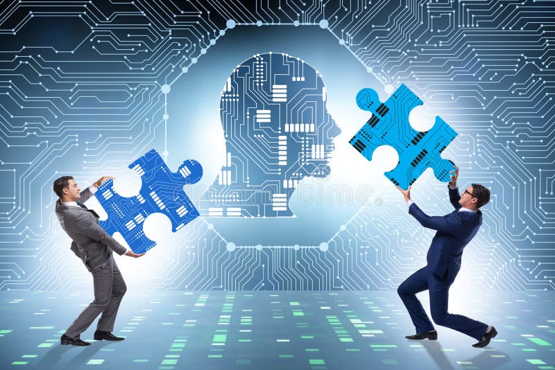 Digital transformationskoncept med pussel från pussel arkivbild