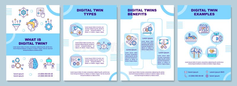 Digital twin brochure template vector illustration