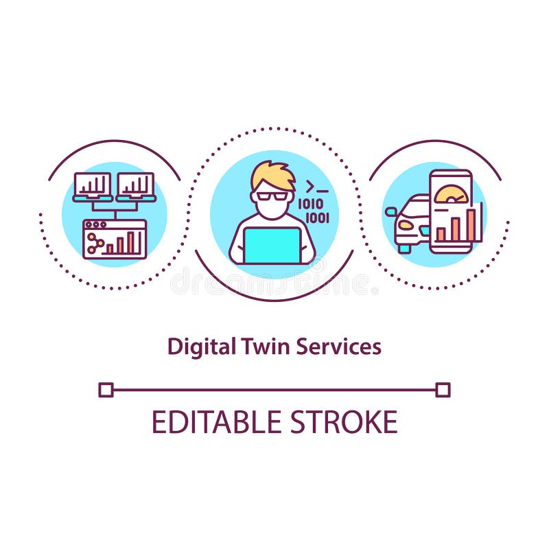 Digital twin services concept icon stock illustration