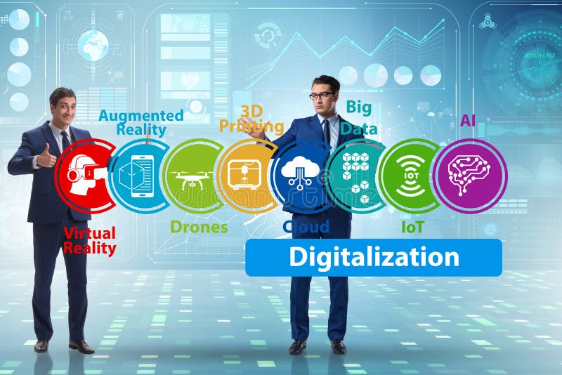 Digital-Umwandlung und Digitalisierungstechnologiekonzept lizenzfreie abbildung