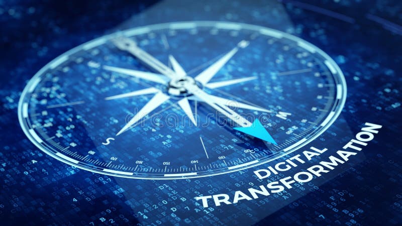 Digital-Umwandlungskonzept - umgehen Sie die Nadel, die Digital-Umwandlungswort zeigt vektor abbildung