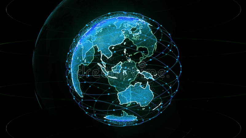 Digital uziemia dane kul? ziemsk? - abstrakcjonistyczna 3D renderingu satelit sie? dooko?a ?wiata naukowy technologii starlink ilustracji Digital uziemia dane kul? ziemsk? - abstrakcjonistyczna 3D renderingu satelit sie? dooko?a ?wiata naukowy technologii starlink ilustracji