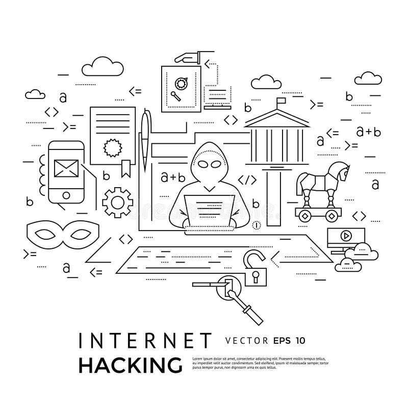 Digital vector black internet security vector illustration
