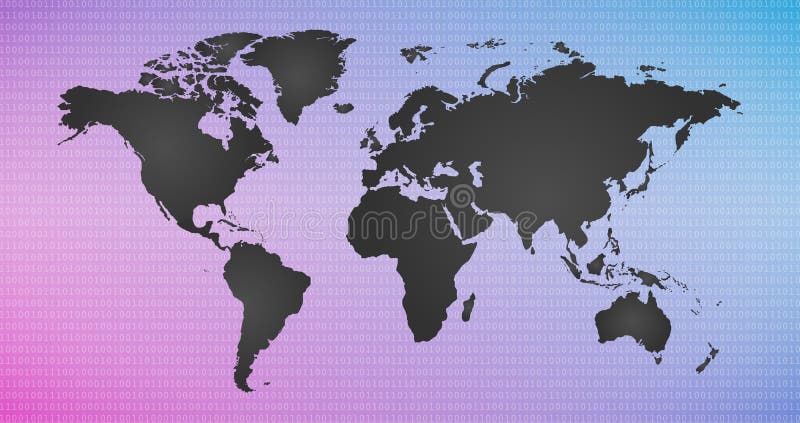 Digital vector colorful background with world map, information world, cyber security, digital binary technology concept vector illustration Digital vector colorful background with world map, information world, cyber security, digital binary technology concept vector illustration