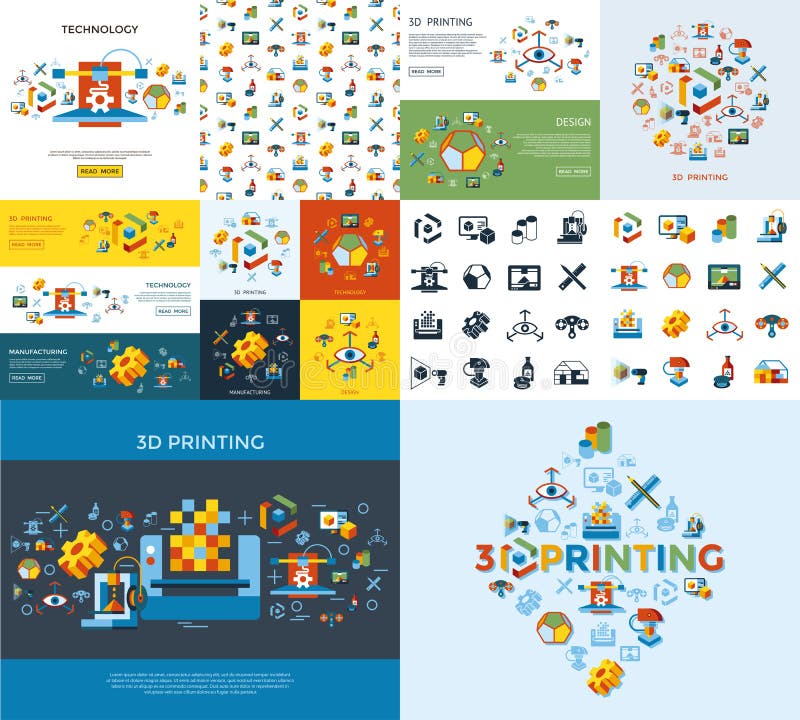 Digital vector 3d printing technology stock illustration Digital vector 3d printing technology stock illustration