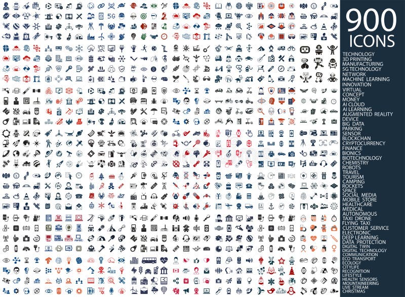 Digital 900 simple icons set vector illustration Digital 900 simple icons set vector illustration