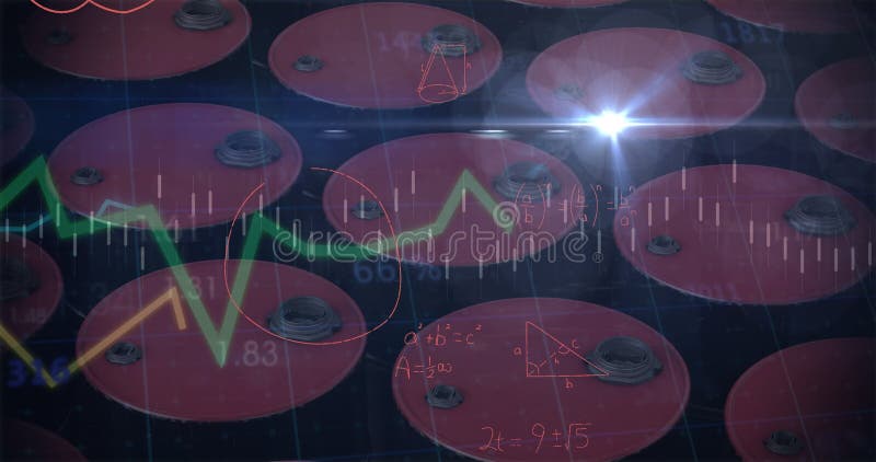 Digital video with various graphs and mathematical formulas, copy space vector illustration