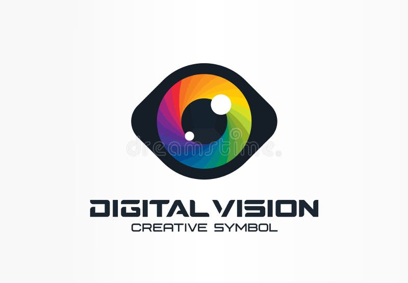 Digital vision, cyber eye, color lens creative symbol concept. Ophthalmology, security abstract business logo idea