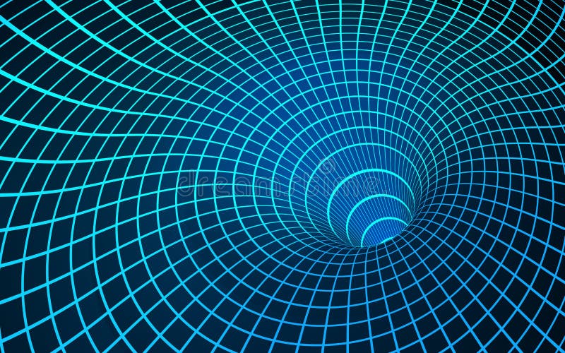 Digital visualisation of Black Hole. Wormhole. Singularity and event horizon - warp space and time. Vector illustration