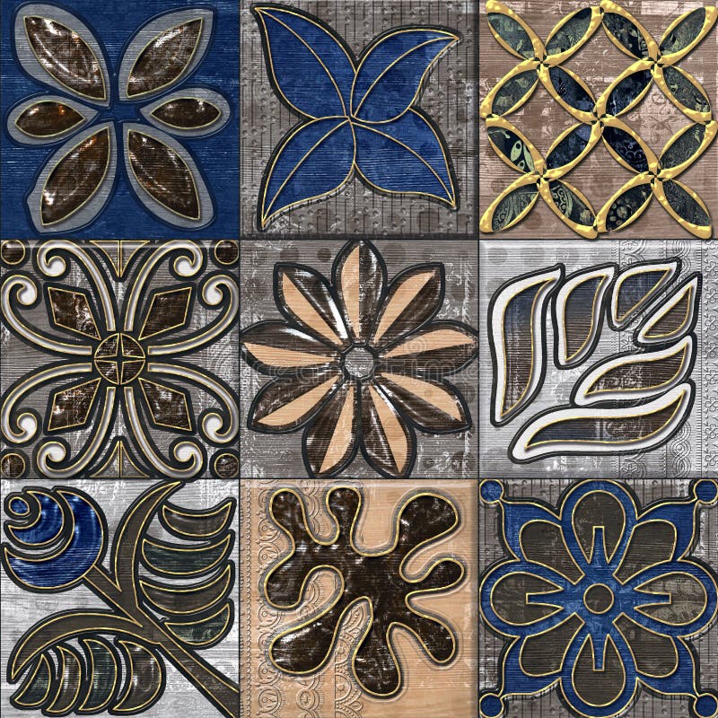 Digital Wall Tiles and Background Vintage Wallpaper Gometical Design