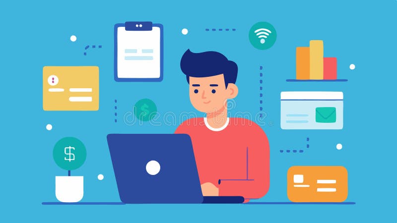 Digital Wallet A developer designing a digital wallet interface on a laptop with various payment options and security features creatively displayed. AI generated