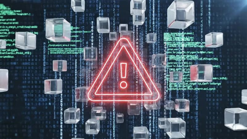Digital Warning Sign Cybersecurity Threat Alert Data Breach Danger Concept With Glowing Red Triangle Exclamation Mark Floating vector illustration