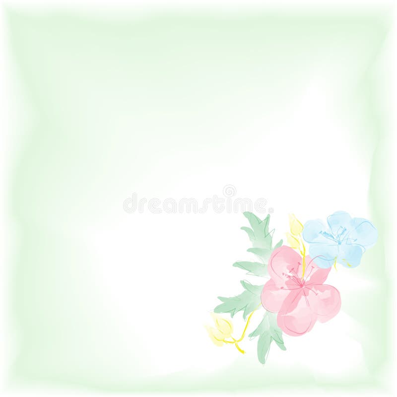 Digital watercolor background with flowers. Gentle pattern.